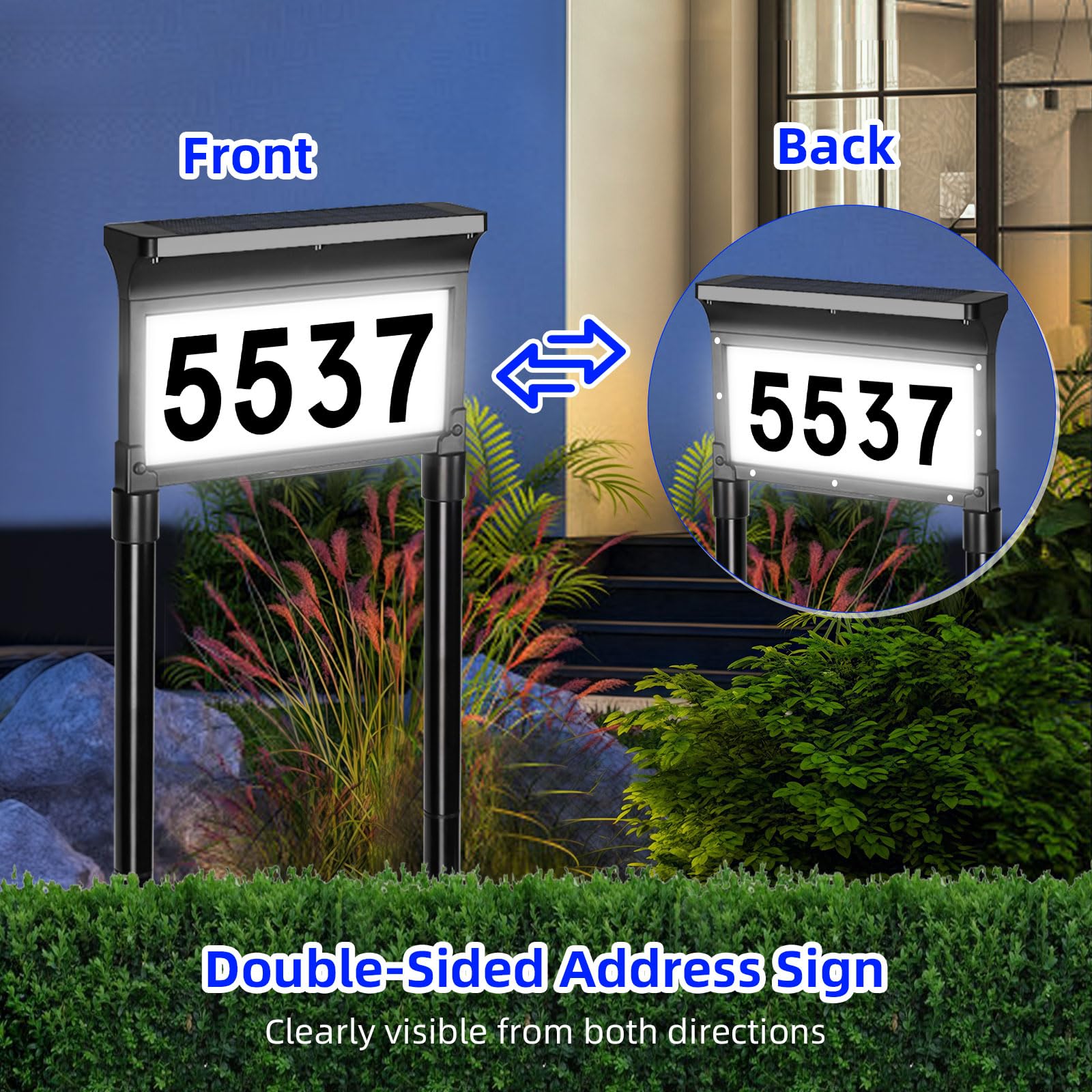 Lacasa address sign with yard stake enables easy placement and curb appeal.