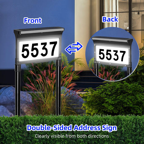 Lacasa address sign with yard stake enables easy placement and curb appeal.