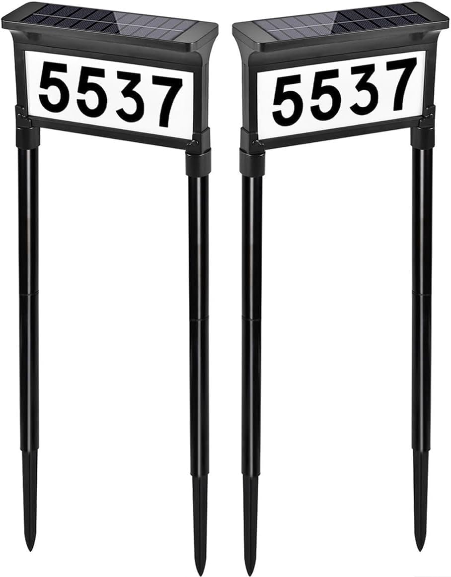 Lacasa Solar Address Signs front view glows for clear house numbers at night