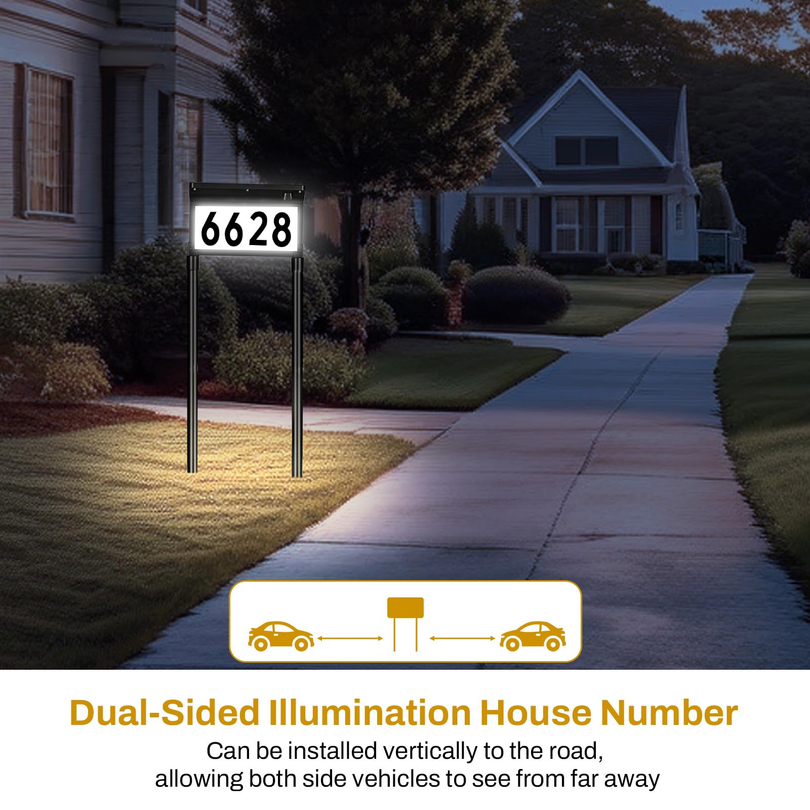 Lacasa Solar Address Signs mounted on mailbox top for street visibility