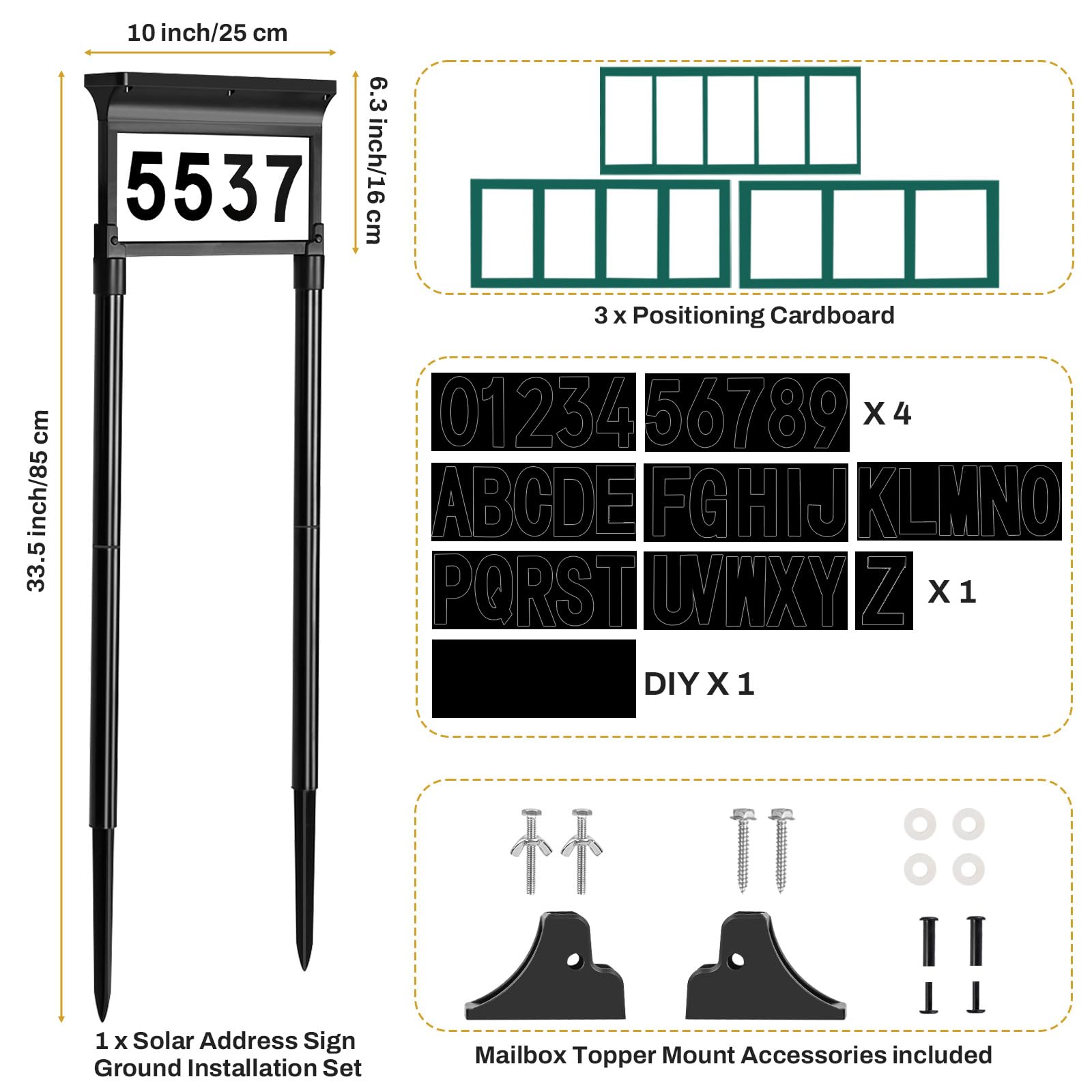 Lacasa Solar Address Signs atop mailbox showing night readability