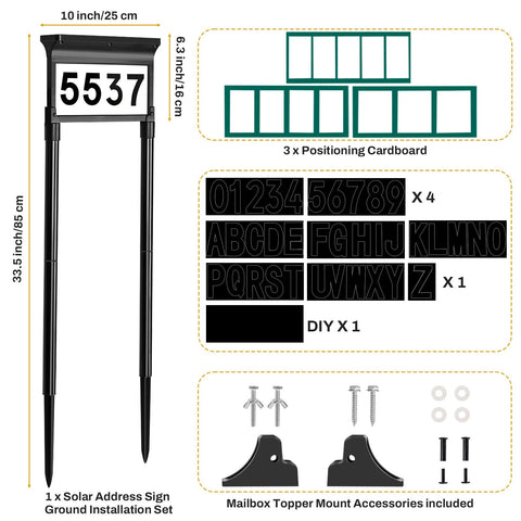Lacasa Solar Address Signs atop mailbox showing night readability