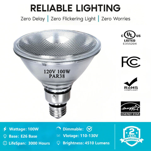 Lachesan PAR38 bulb with E26 base for easy fixture fit