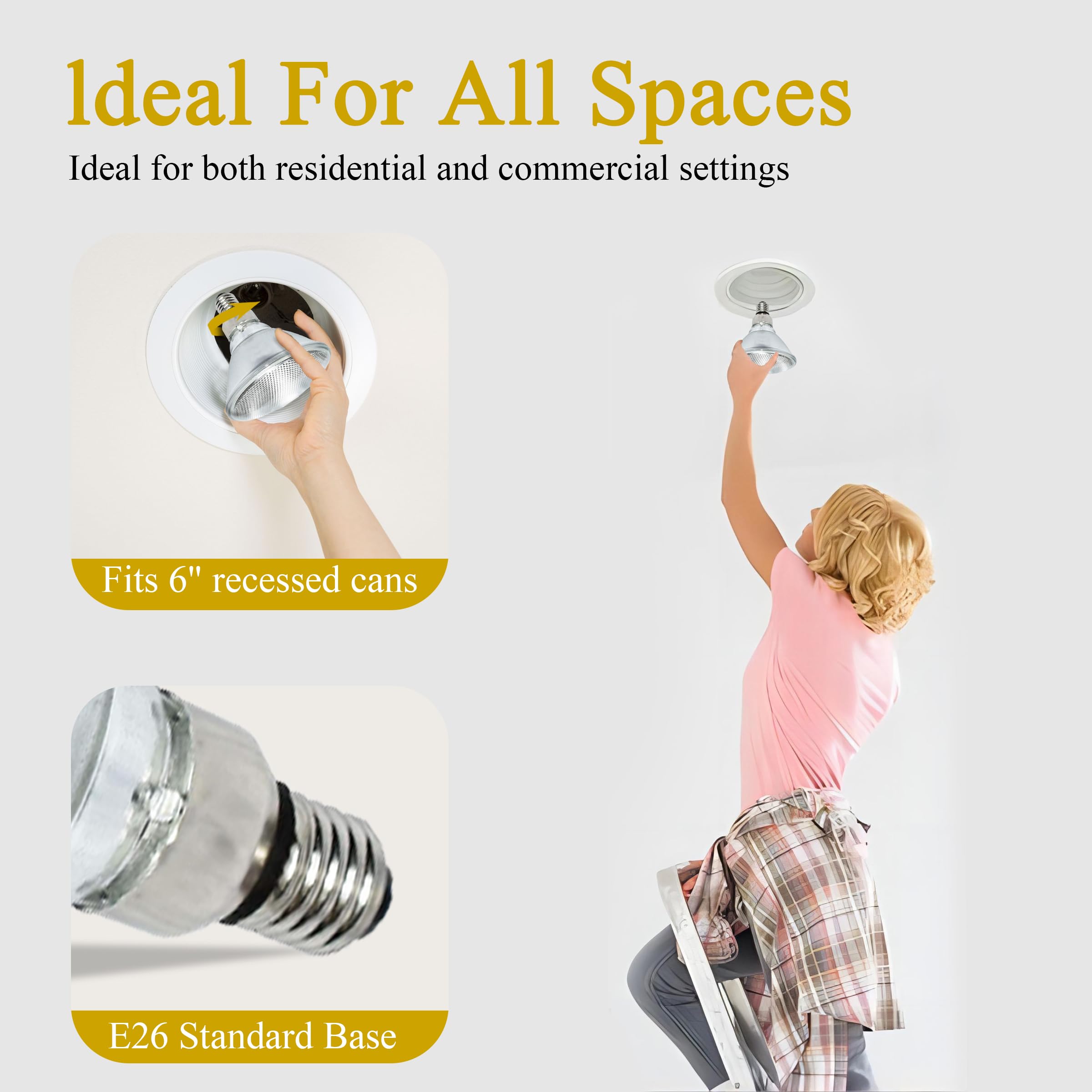 Lachesan PAR38 bulb installed in a ceiling can for recessed lighting