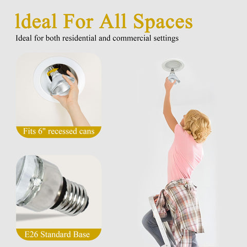 Lachesan PAR38 bulb installed in a ceiling can for recessed lighting