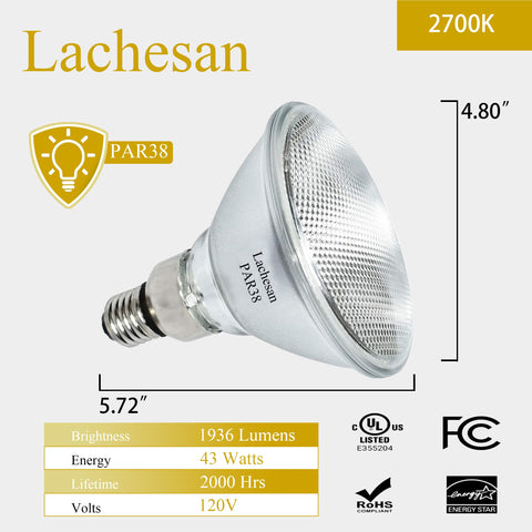 Lachesan PAR38 bulb on outdoor wall lighting scenario