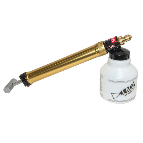 Close-up of the Laco TG600 drywall texture gun assembled for quick small-area projects
