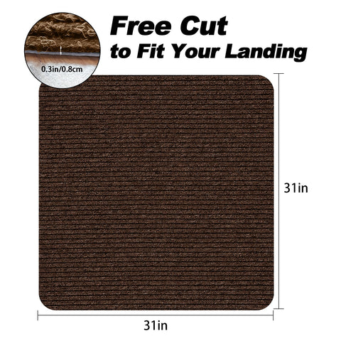 Lacut stair treads 31x31 cut-to-fit for mid-stair platforms.