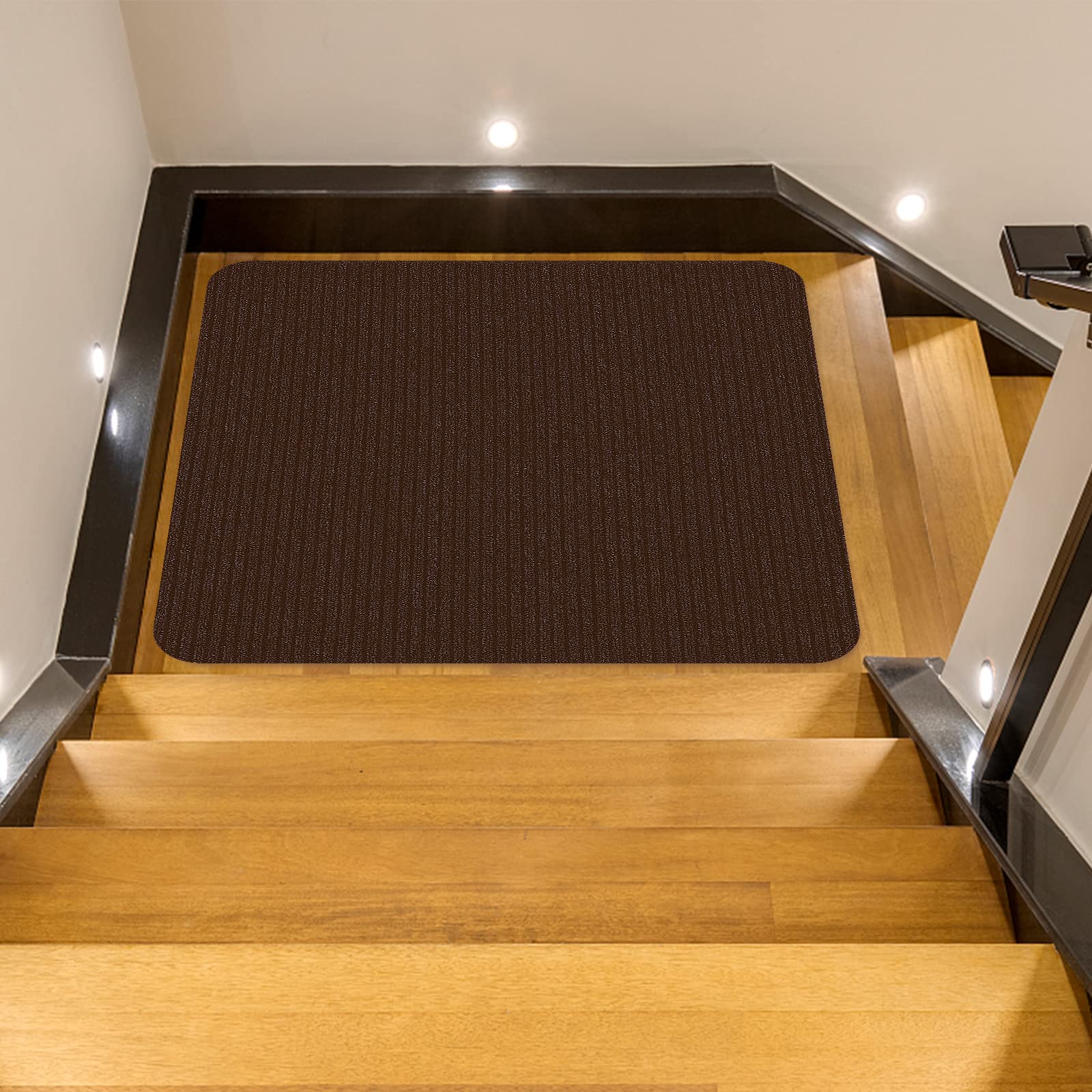 Lacut stair treads anti-slip backing keeps steps in place.