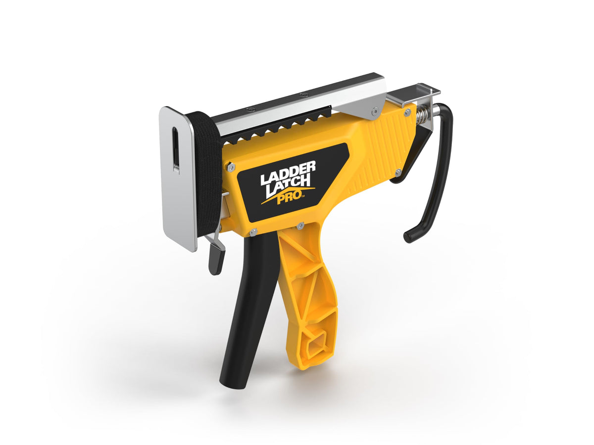 Ladder Latch Pro demonstrates a stable base for safer ladder setup on uneven ground.