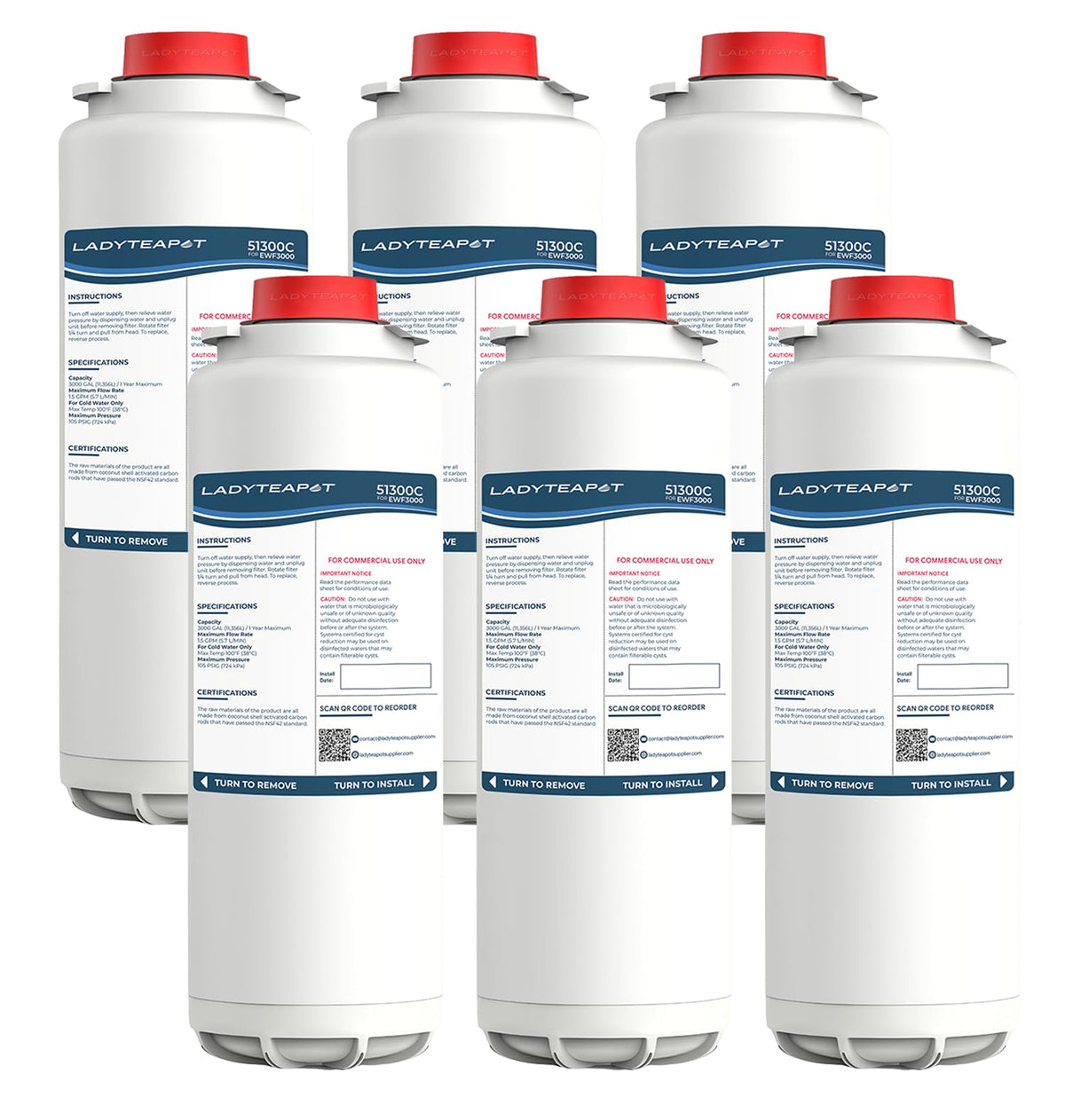 LADYTEAPOT 51300C filter front view, Elkay compatibility for improved water quality.
