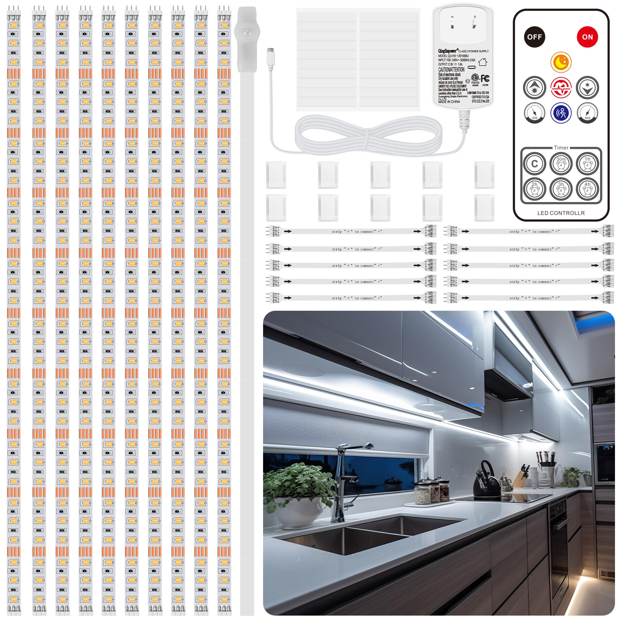 LAFULIT under cabinet lights with remote control for quick, adjustable brightness.