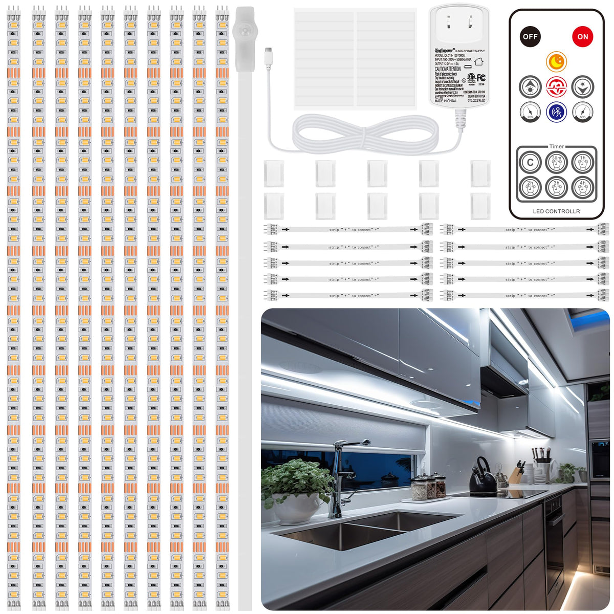 LAFULIT under cabinet lights with remote control for quick, adjustable brightness.