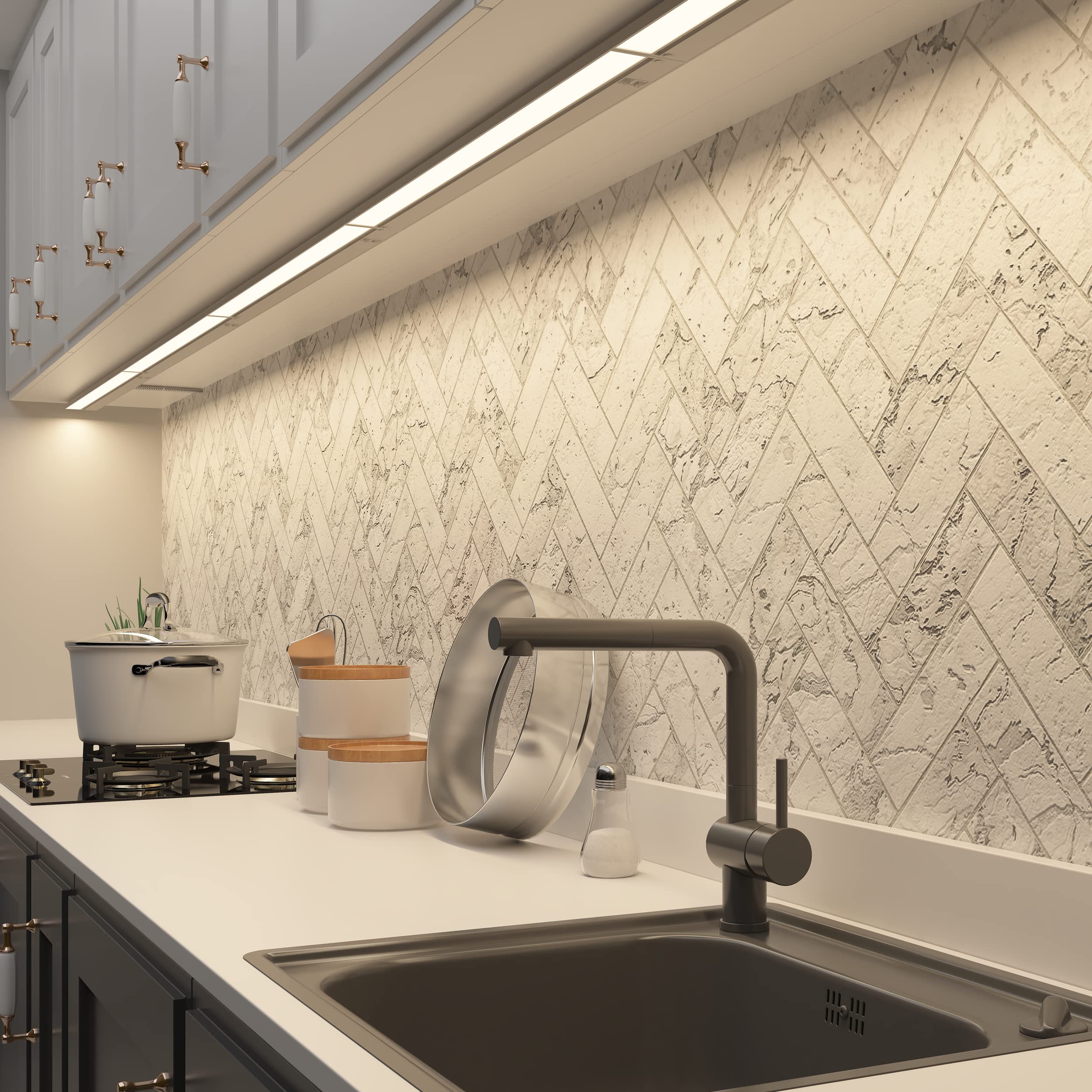 LAGOM Halo damp-rated fixture suitable for humid kitchens and laundry areas.