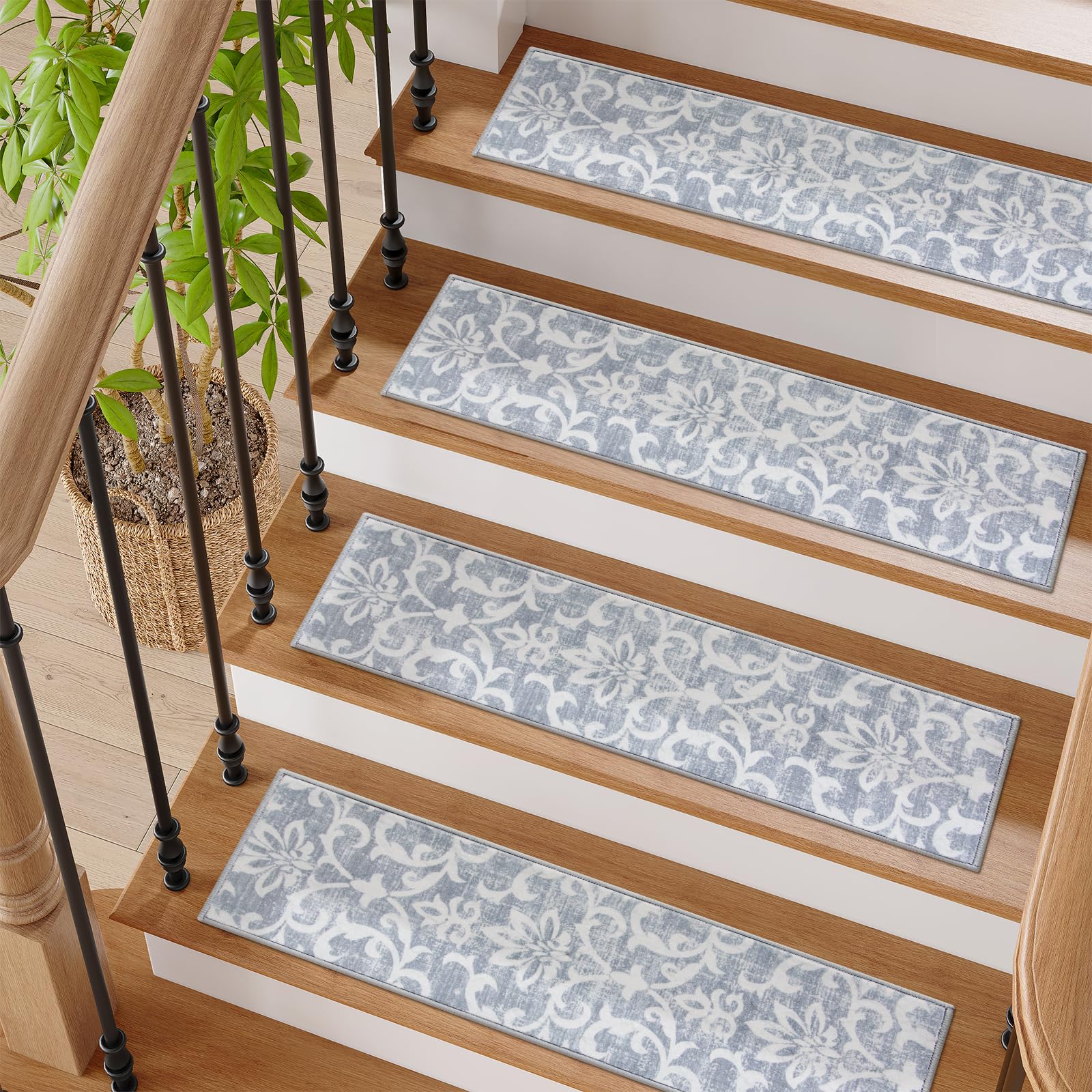 Lahome 8x30 inch stair treads fit most indoor stairs.