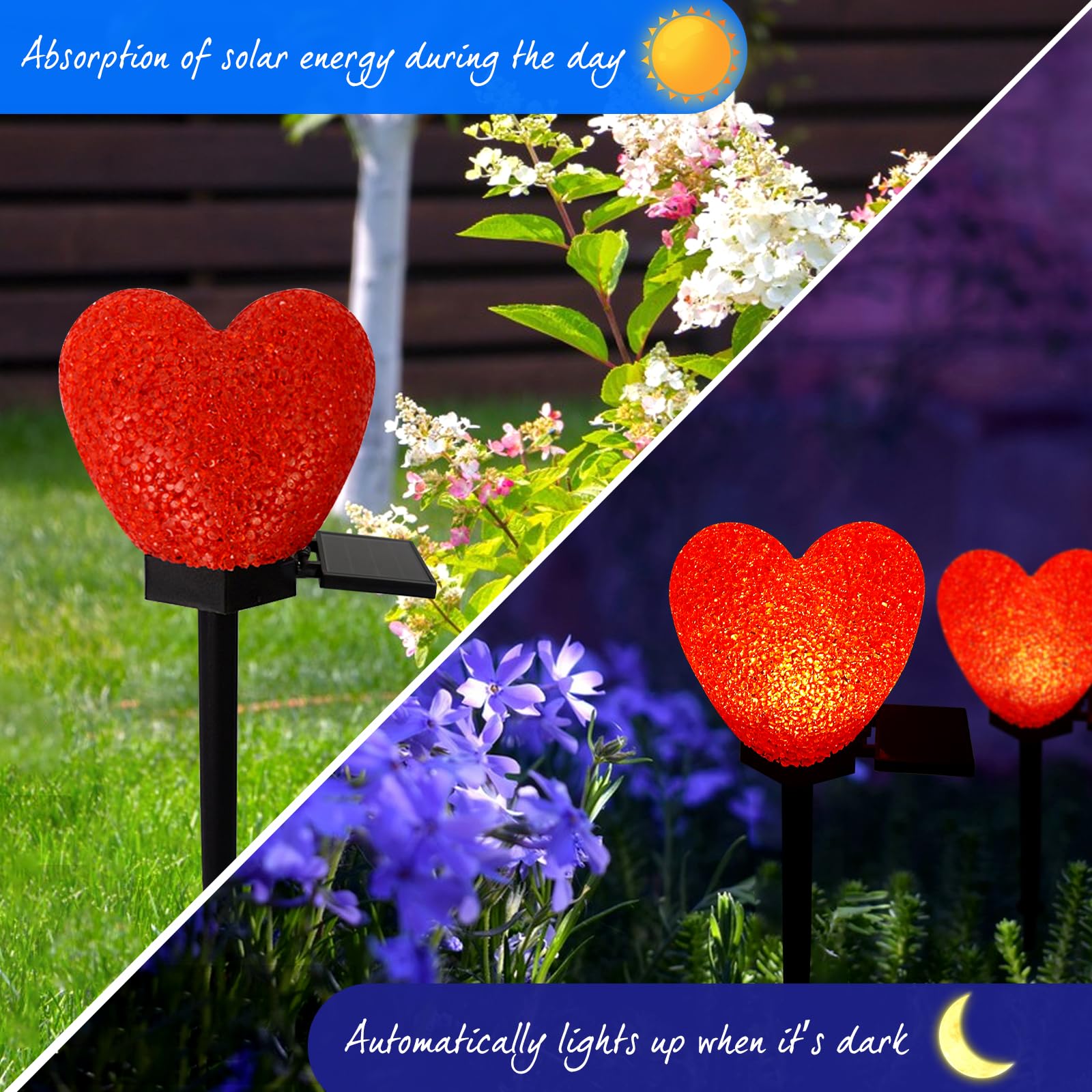 LAIAMER waterproof outdoor heart light withstands weather while brightening pathways and garden borders