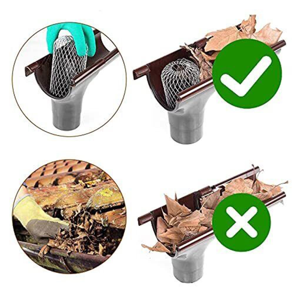 Laicky guards installed on an outdoor gutter block leaves and debris.