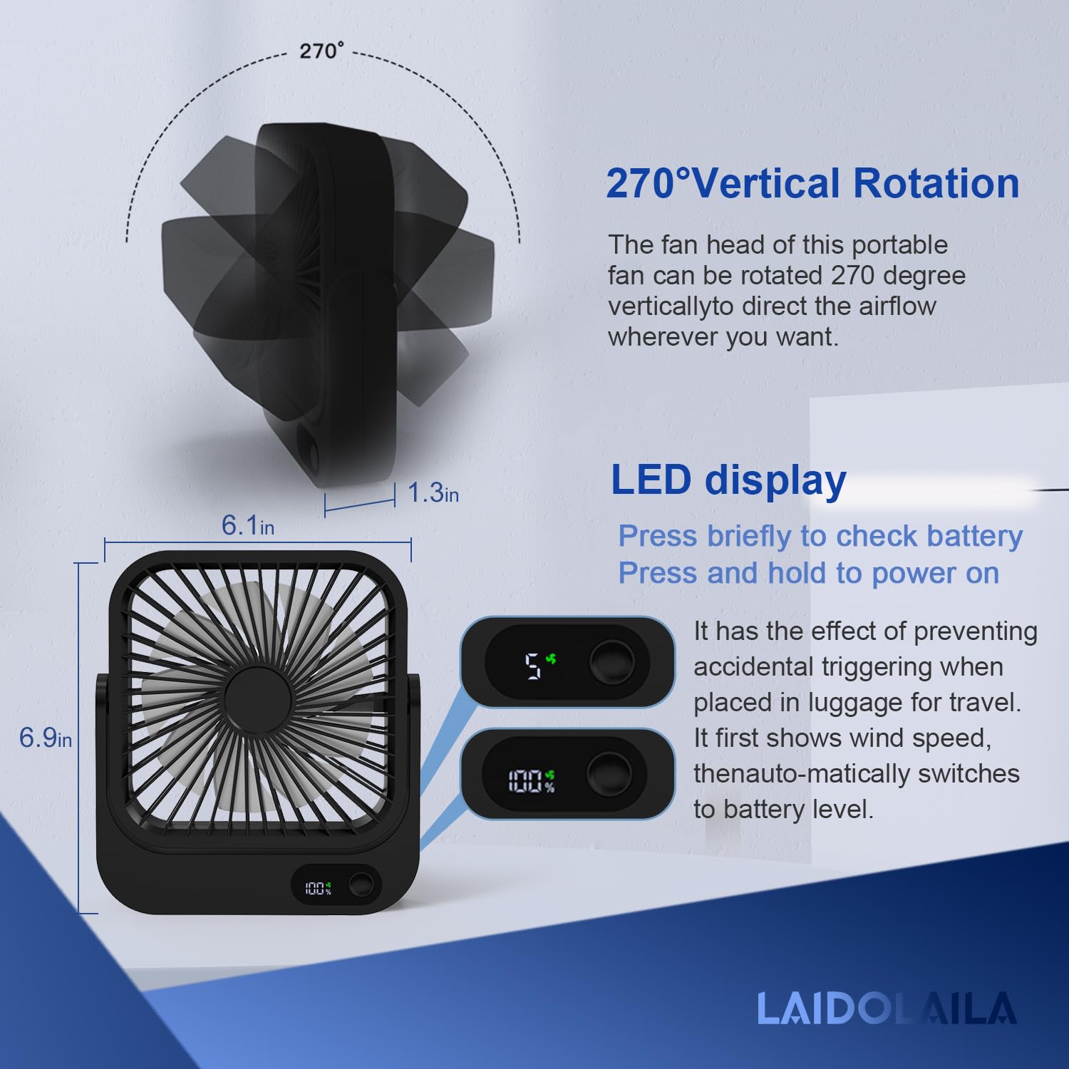 LAIDOLAILA USB rechargeable cruise fan for all-night cooling on board.