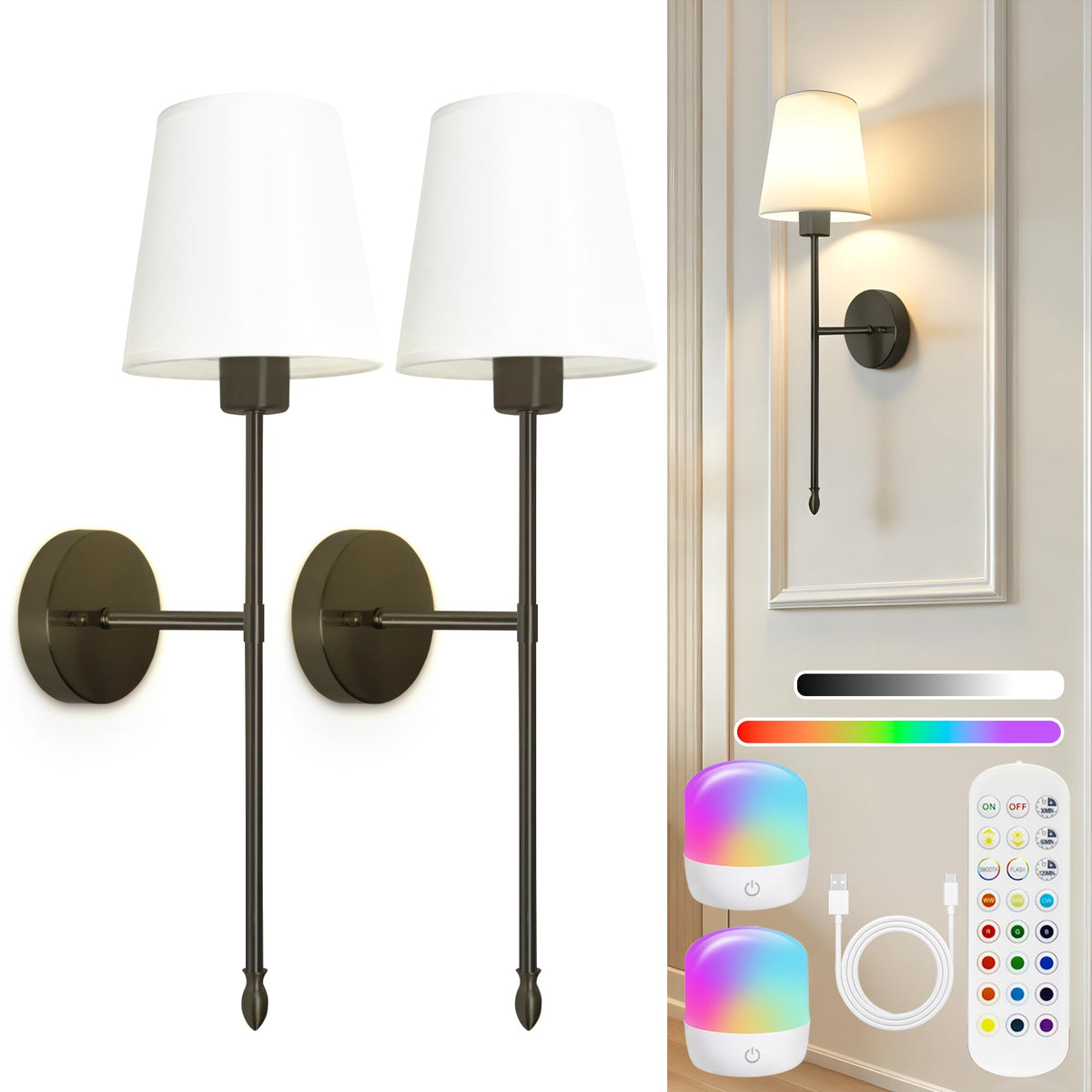 Laiebri battery wall sconce set 2 offers wireless two-pack lighting for easy decor.
