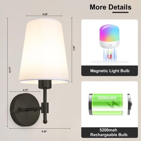 Laiebri wall sconce with remote control and magnetic removable bulbs