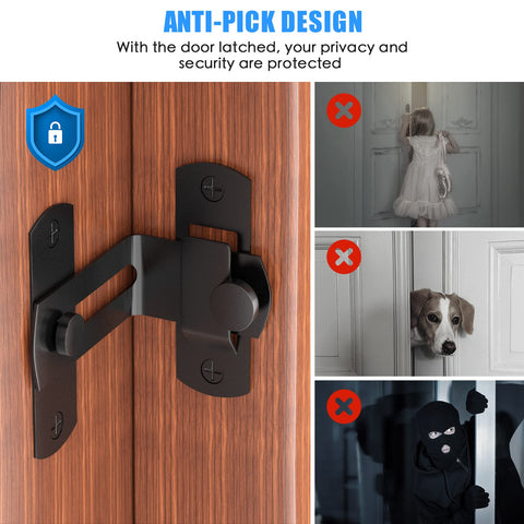 L'aimefois 90 Degree Flip Barn Door Lock side view demonstrates versatile installation options