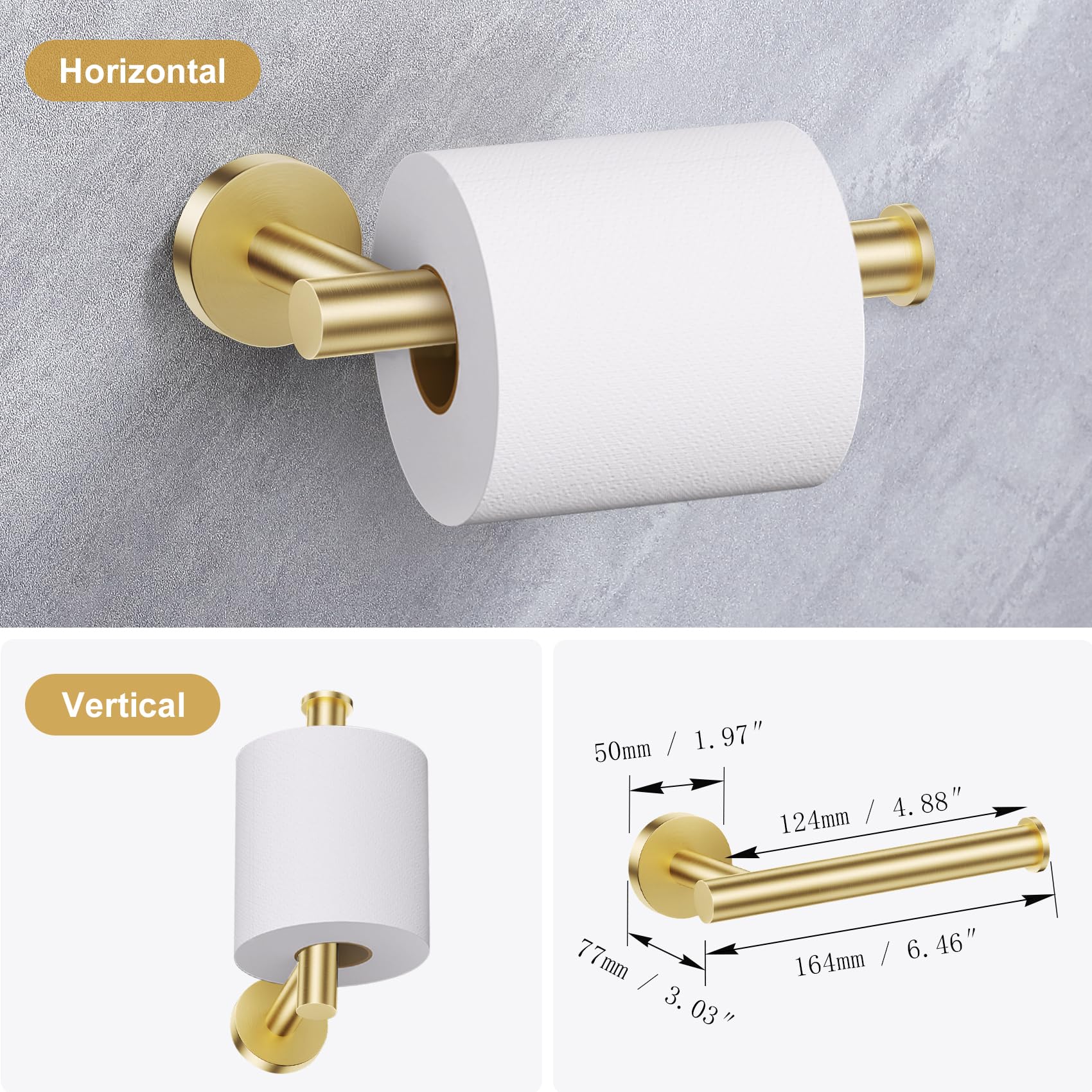 Lairuier brushed gold texture detail adds premium feel to bathroom décor.