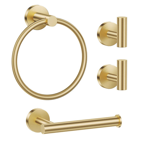 Lairuier brushed gold towel ring enhances bathroom organization and style.