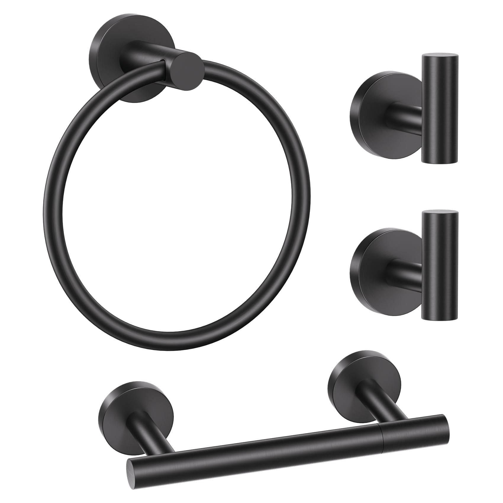 Lairuier black bathroom hardware set overview on a modern wall