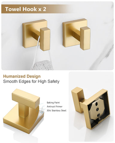 Lairuier brushed gold robe hook offers sturdy storage for towels and robes