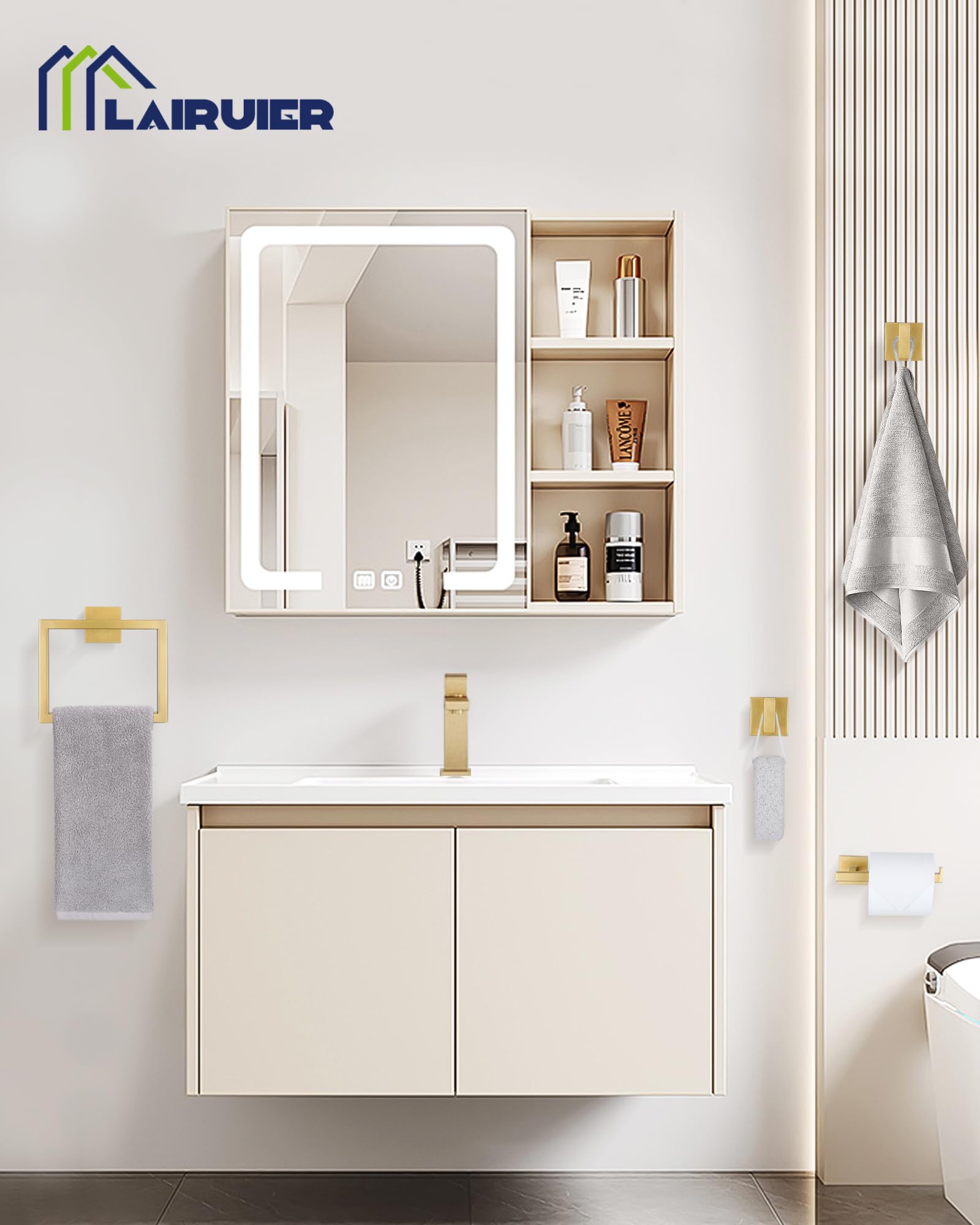 Lairuier brushed gold set detail highlights clean lines and modern design