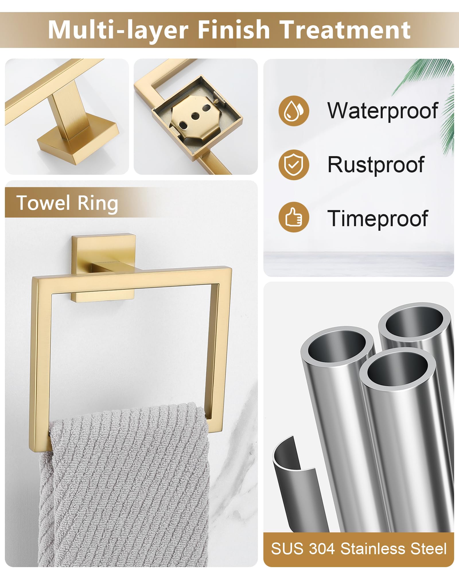Lairuier brushed gold towel ring keeps towels organized and stylish