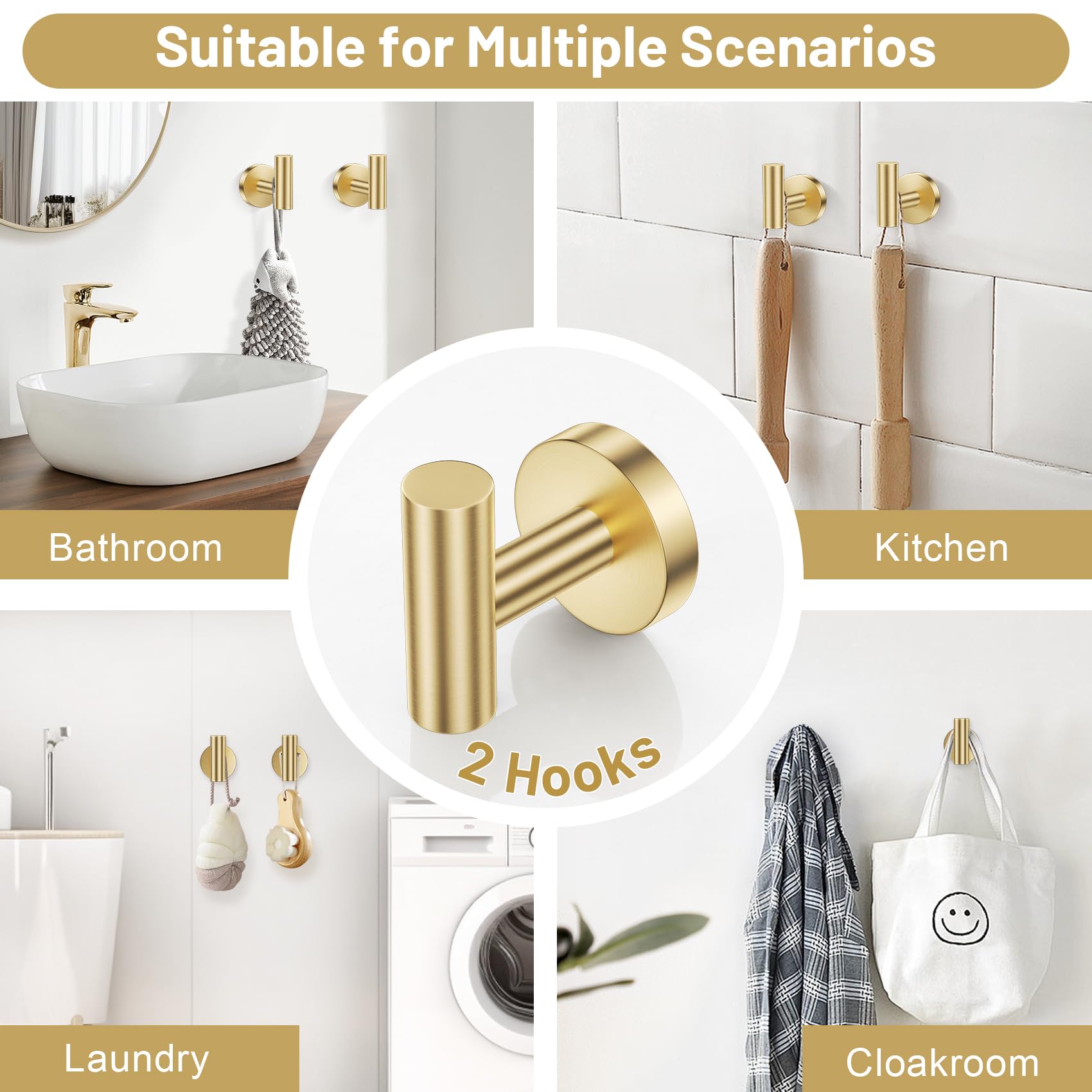 Lairuier brushed gold double-base wall mount for added stability.