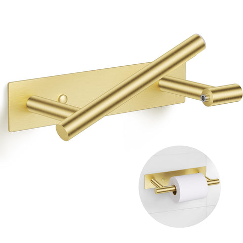 Lairuier brushed gold toilet paper holder with adhesive mount for damage-free installation