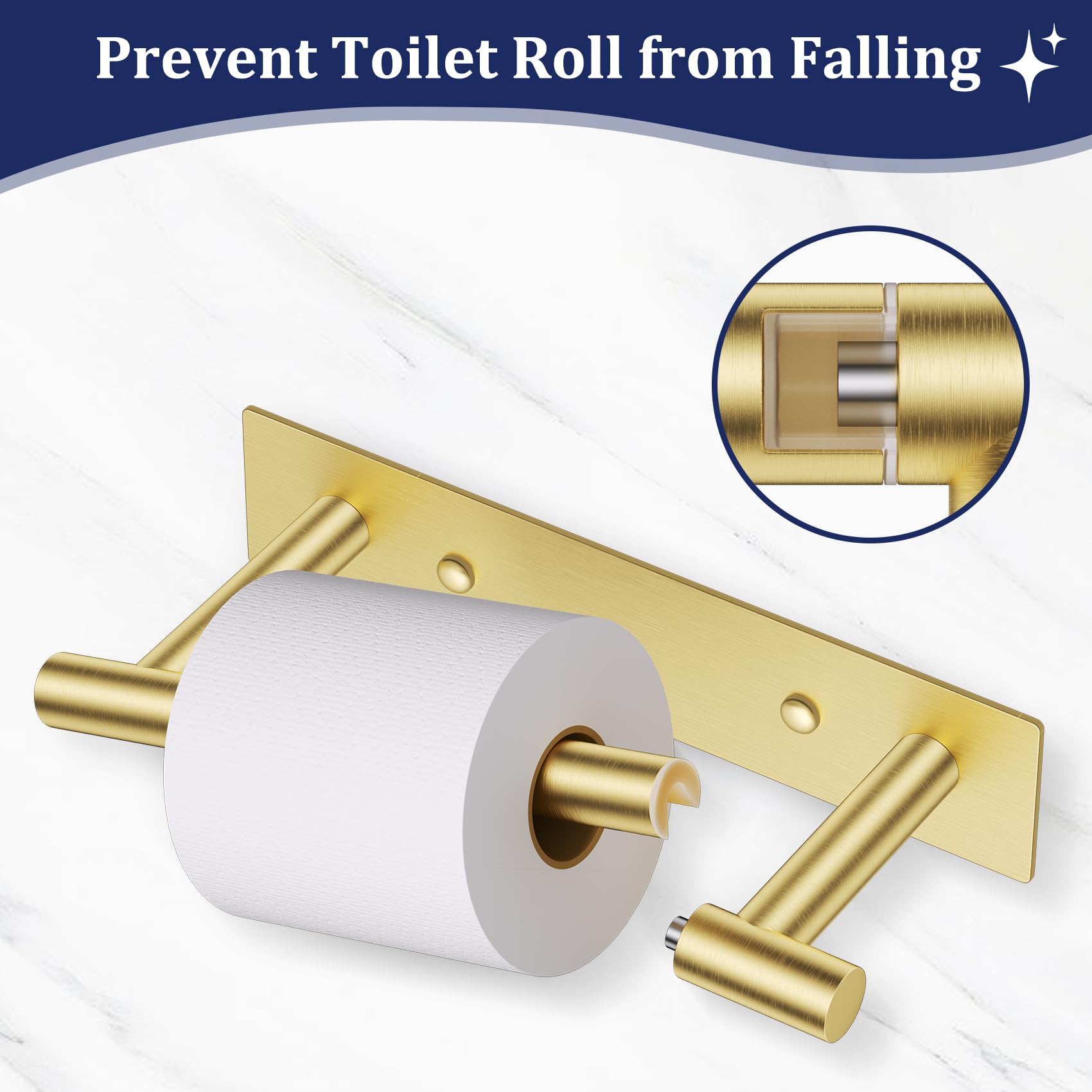 Lairuier brushed gold toilet paper holder with screw mount for permanent stability