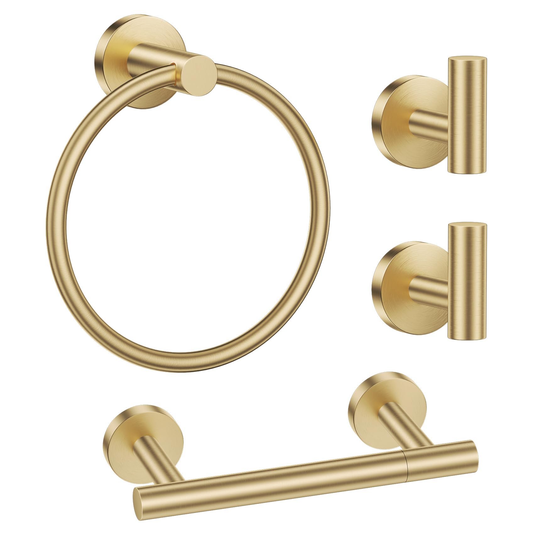 Lairuier brushed gold towel ring mounted on wall for quick towel access.