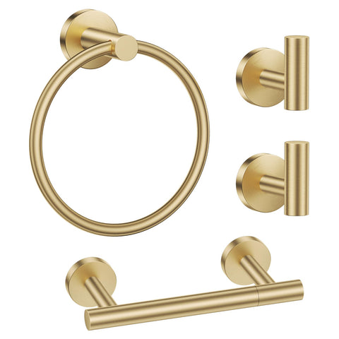Lairuier brushed gold towel ring mounted on wall for quick towel access.