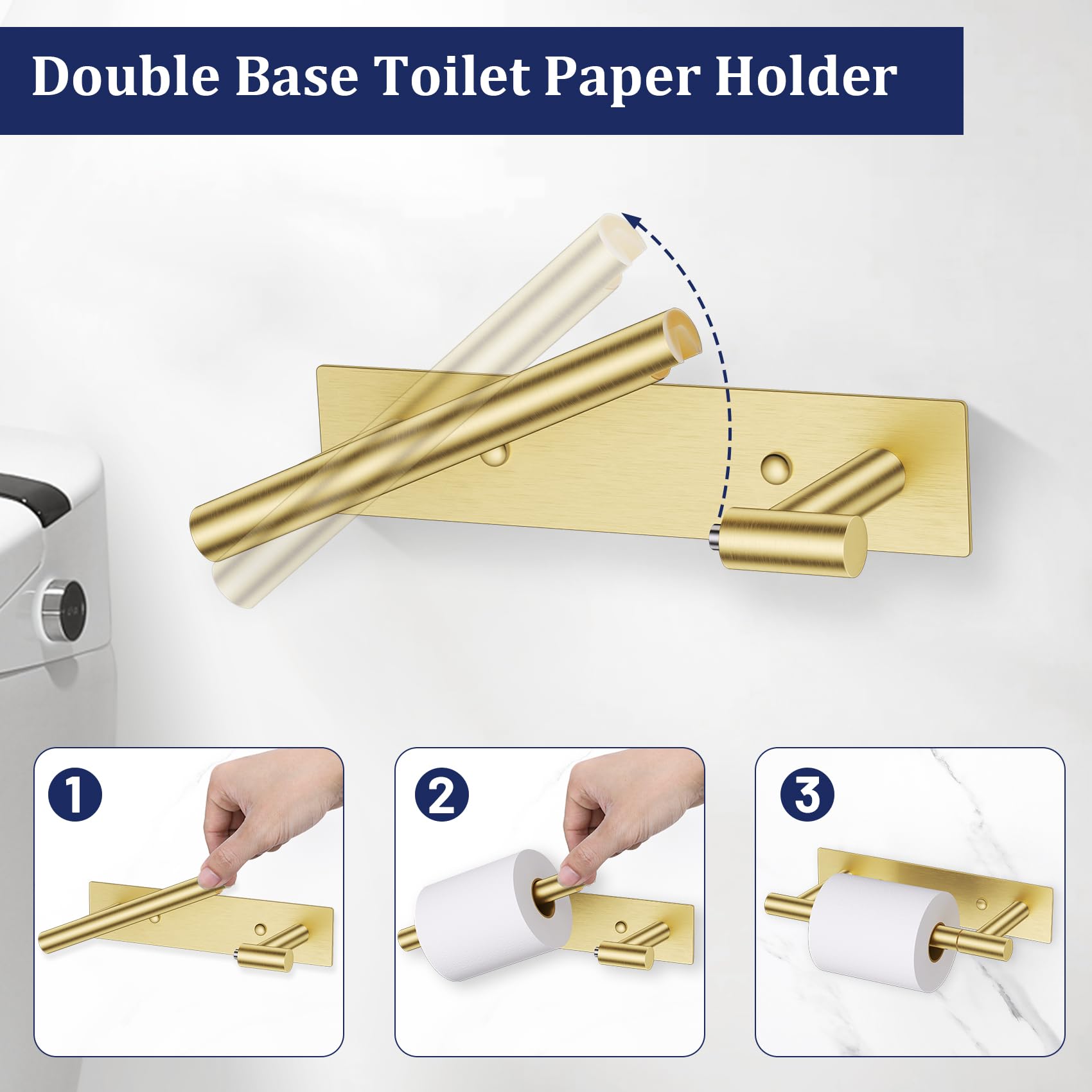 Lairuier brushed gold wall mount base securing a clean bathroom look