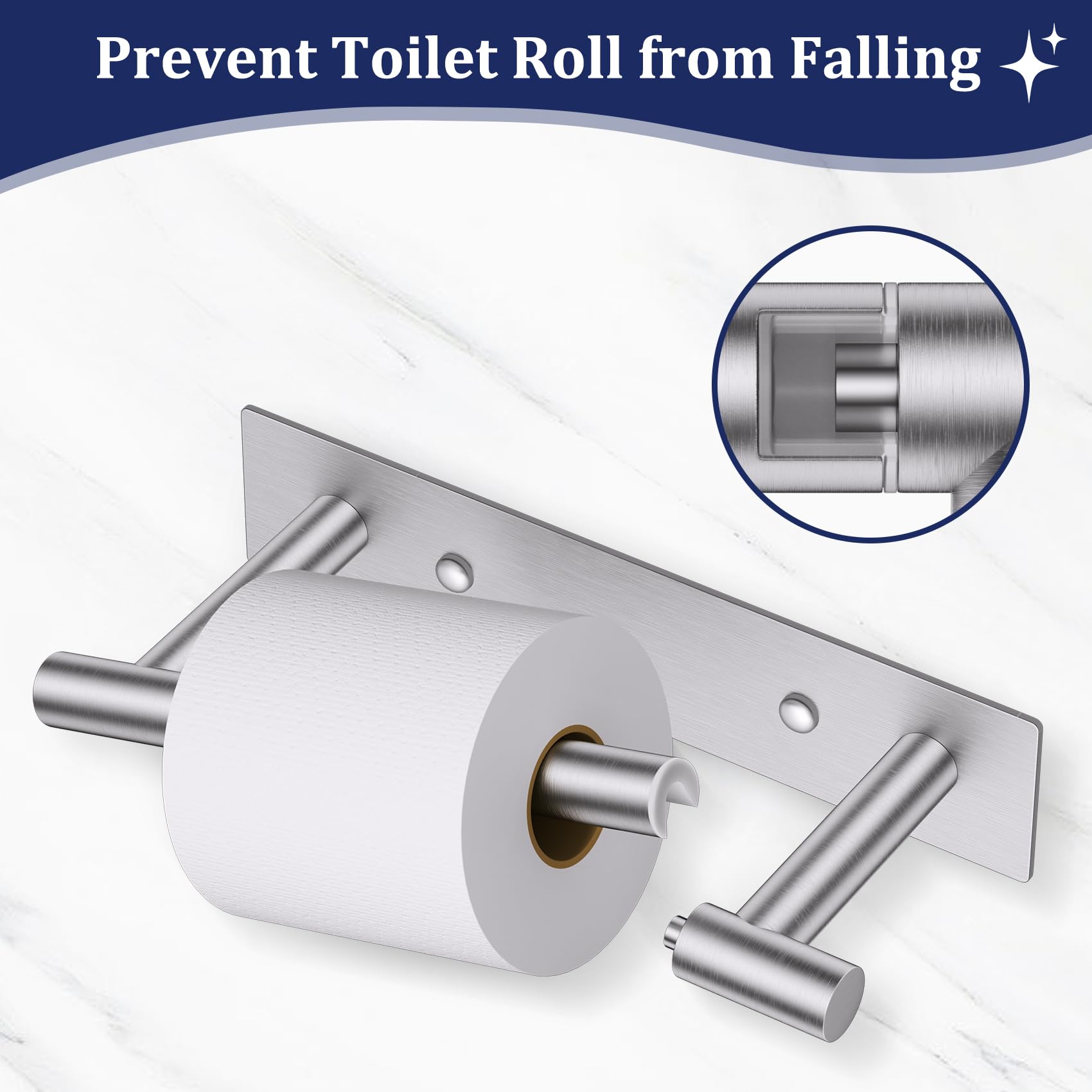 Lairuier brushed nickel dual mount toilet paper holder with screws for permanent stability