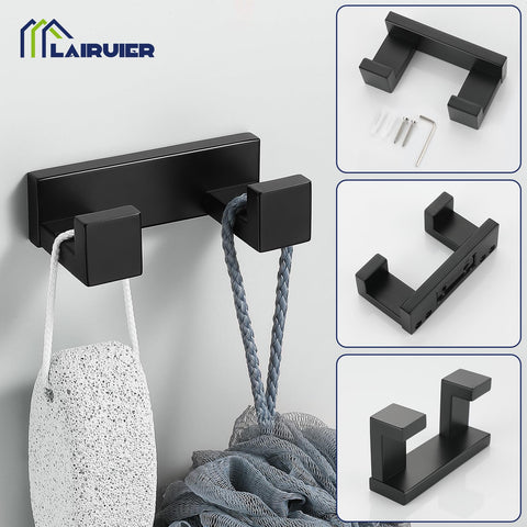 Lairuier matte black towel holder keeps towels within reach