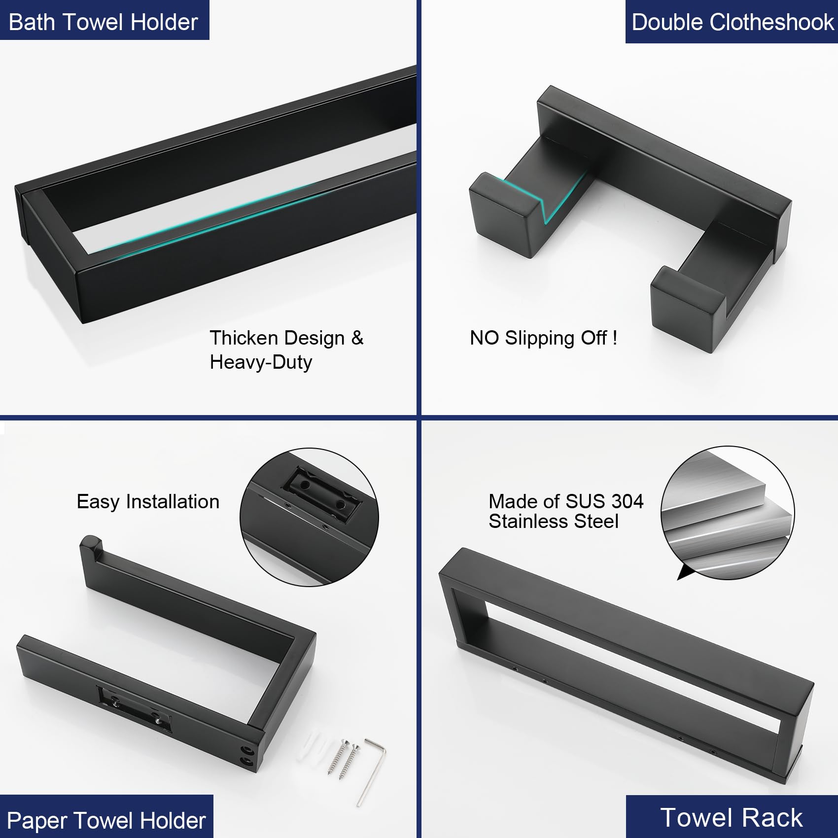 Lairuier matte black towel hook provides quick hanging space