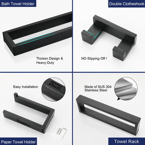 Lairuier matte black towel hook provides quick hanging space
