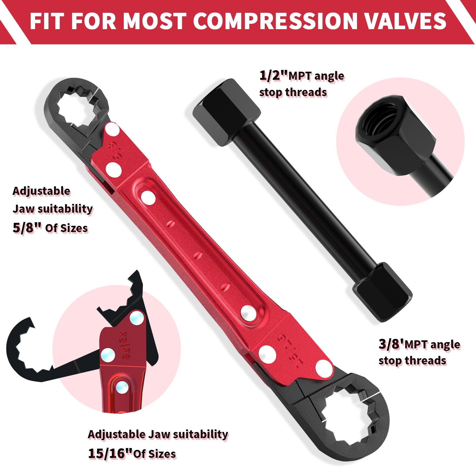 LAISGOO wrench with adjustable jaw set to 15/16 and 5/8 inches