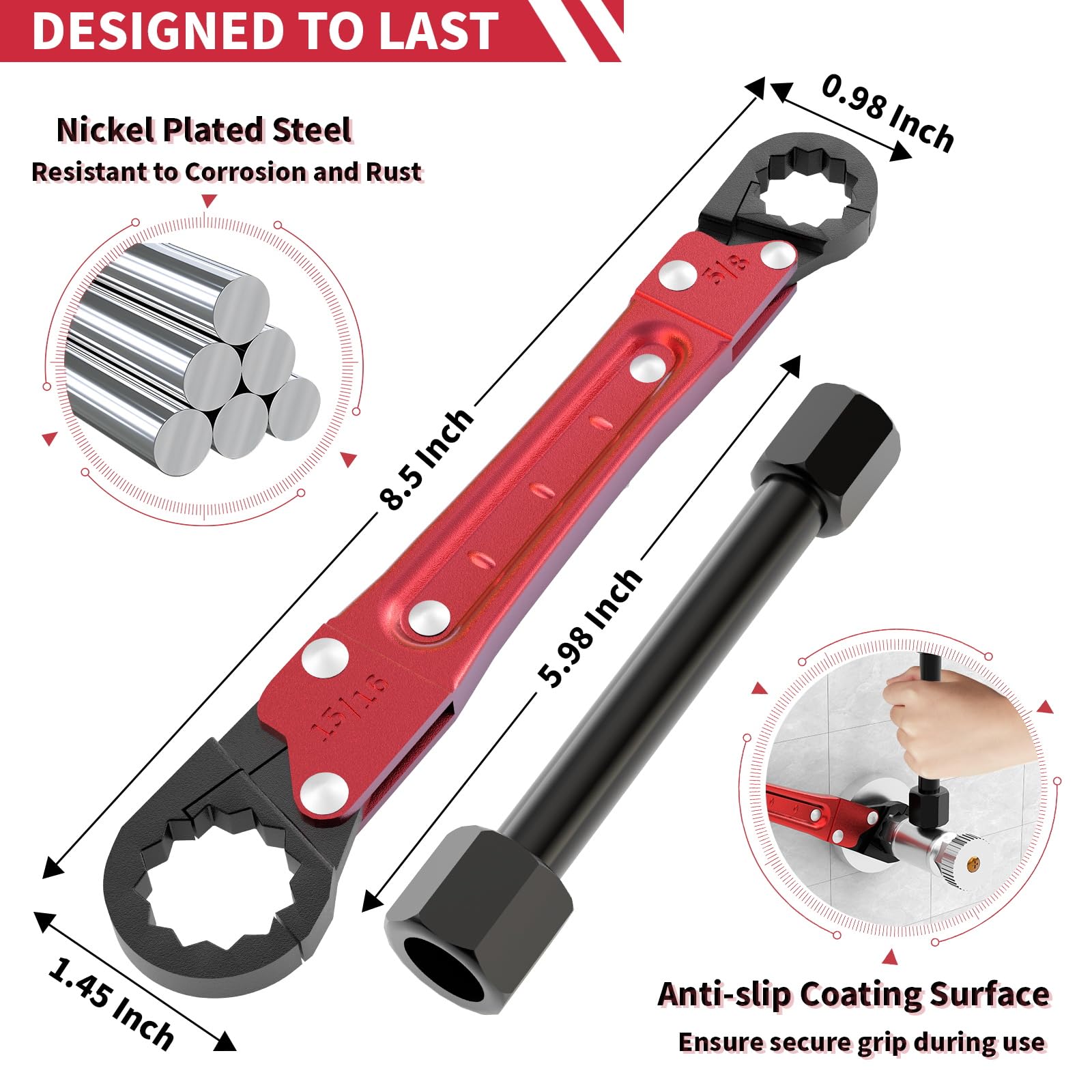 LAISGOO wrench fitting 3/8 and 1/2 inch MPT threads on angle stops
