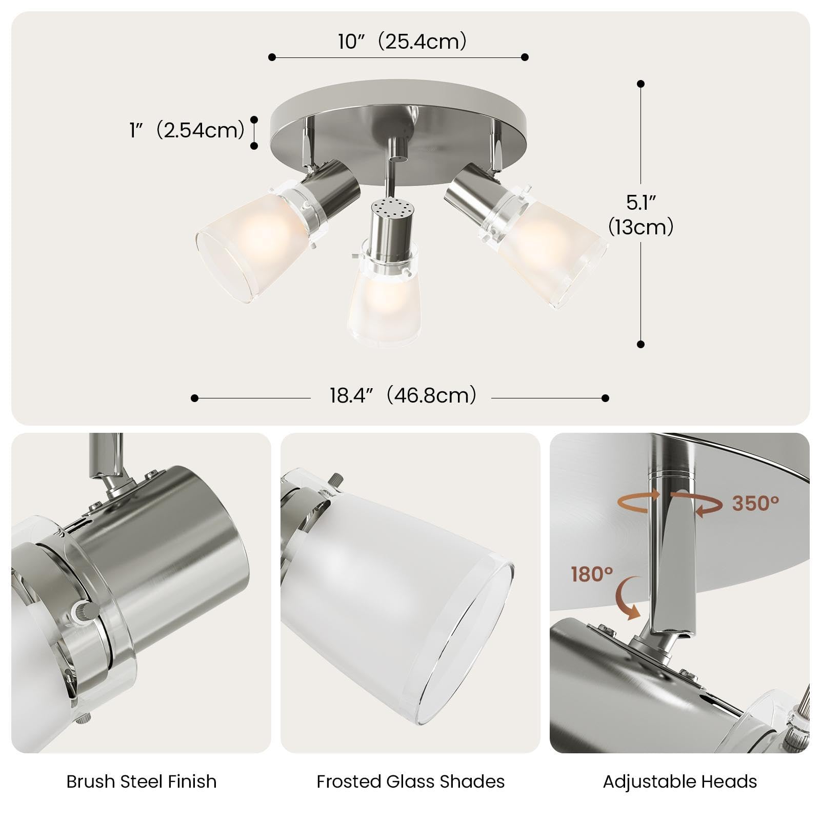 Laite Lumens frosted glass shades diffuse light for a soft glow