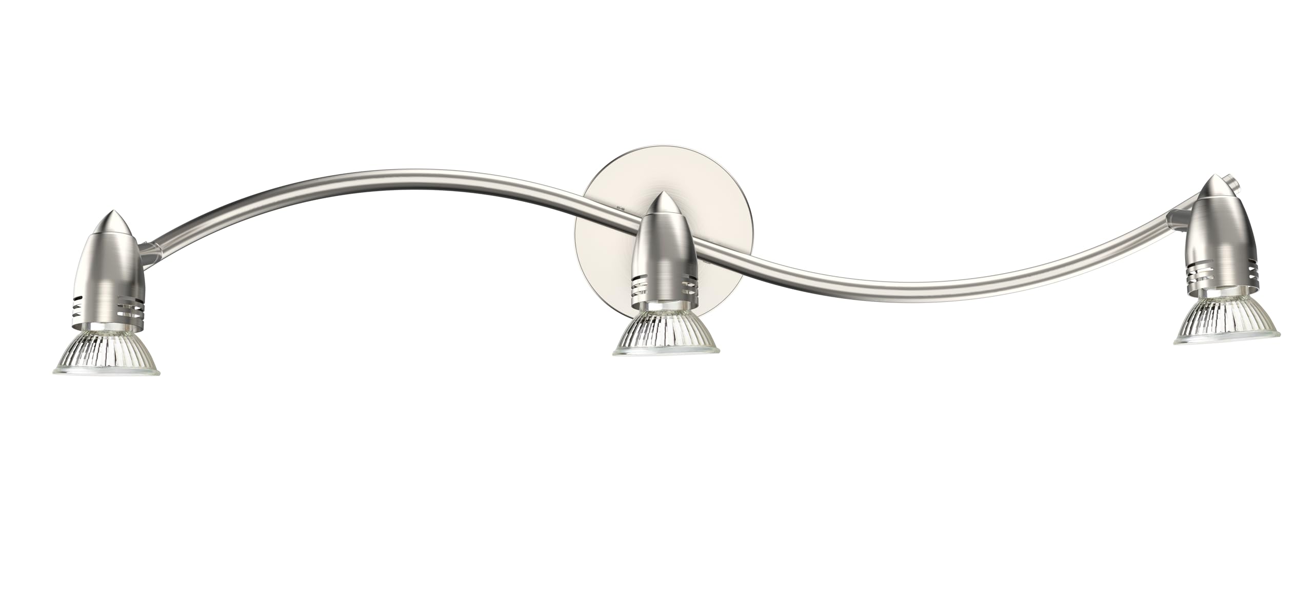 Laite Lumens adjustable-arms track light enables flexible angles near the kitchen sink.