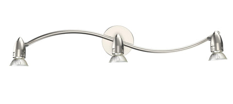 Laite Lumens adjustable-arms track light enables flexible angles near the kitchen sink.