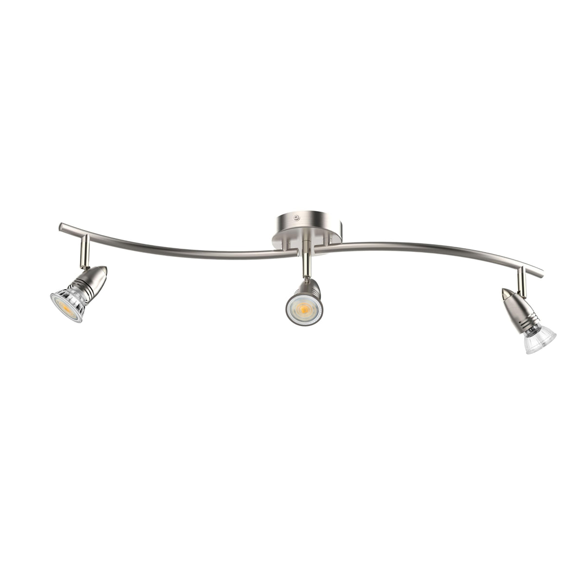 Laite Lumens track lighting with brushed steel and 3 pivot heads for versatile illumination.