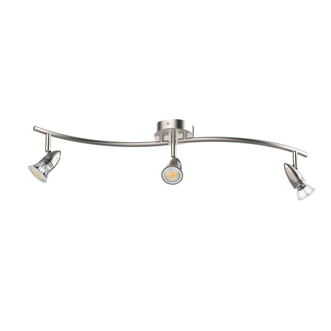 Laite Lumens track lighting with brushed steel and 3 pivot heads for versatile illumination.