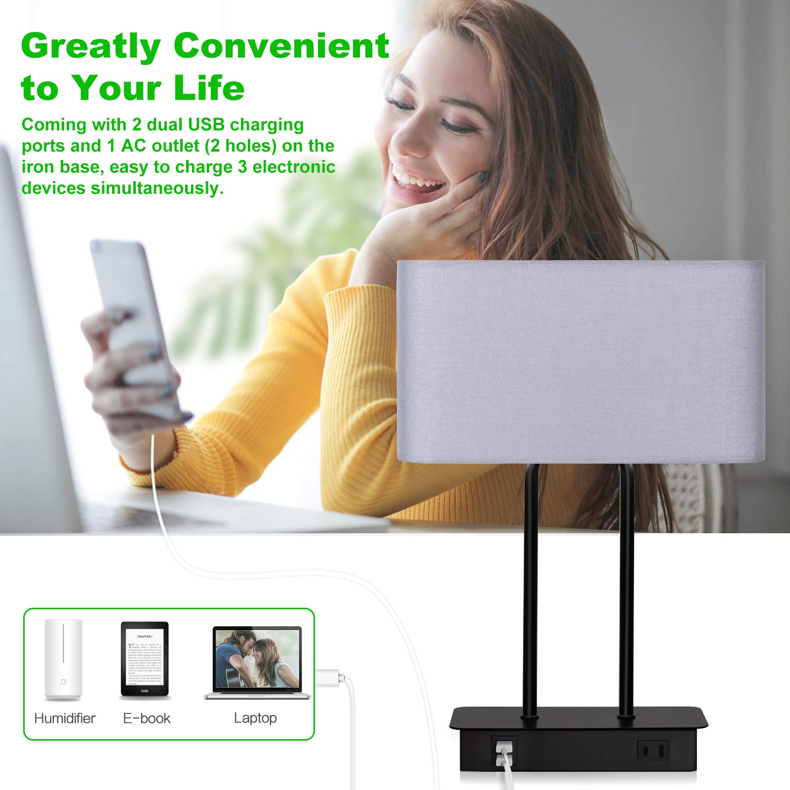 Lakumu lamp with built-in AC outlet for extra power