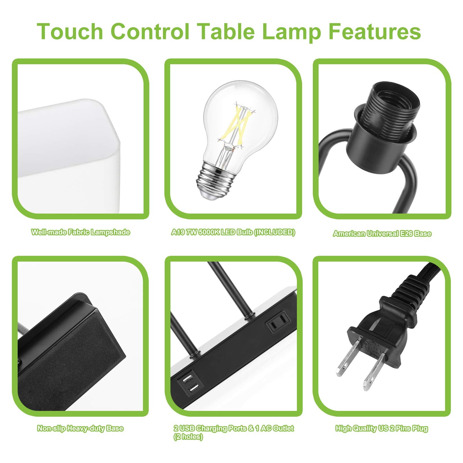 Lakumu lamp featuring one AC outlet for additional power